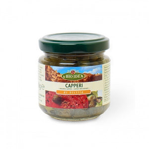 Capere BIO Capparis spinosa italiene LBI 100g — muguri florali în saramură, condiment mediteranean autentic