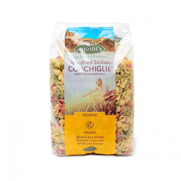 Paste Fusili tricolore din grâu dur sicilian BIO LBI 500g — colorate natural cu spanac și roșie, uscare tradițională