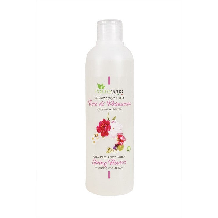Gel de duș BIO flori de primăvară 250ml — 9 extracte botanice (tei, nalbă, busuioc Liguria, hamamelis, gălbenele, arnica, crin)