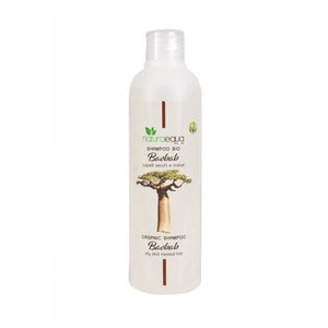 Șampon BIO baobab 250ml — formulă hidratantă cu ulei semințe Adansonia digitata pentru păr uscat și tratat chimic, cu trestie zahăr și șofran, cert AIAB Vegan Italia