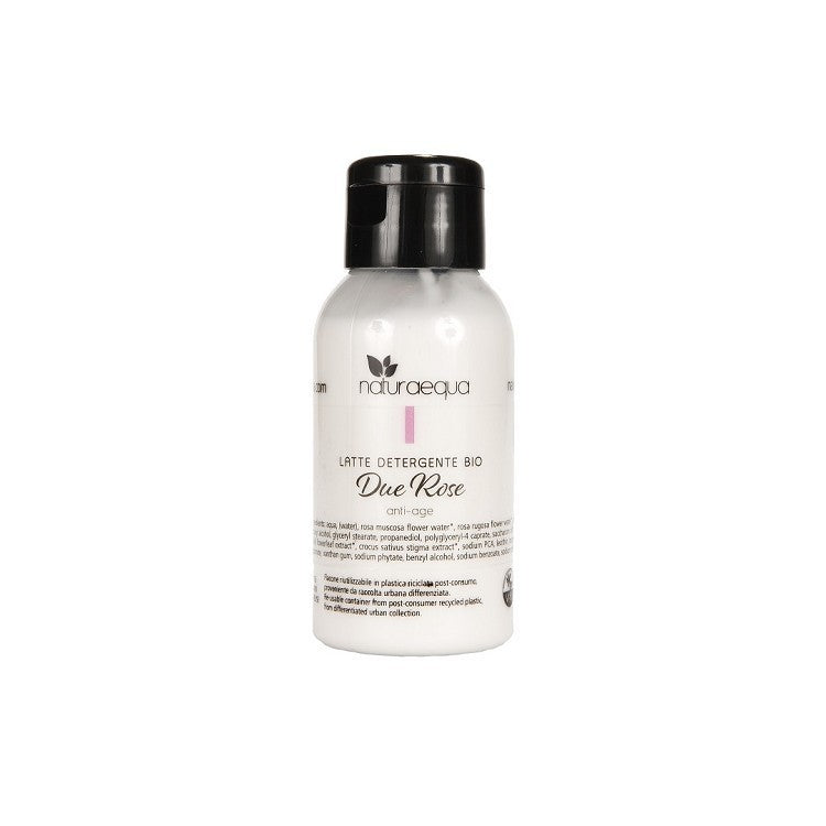 Lapte demachiant BIO 2 trandafiri 100ml — Rosa Rugosa și Muscosa din Valea Scrivia, ulei măsline Liguria, COSMOS Organic
