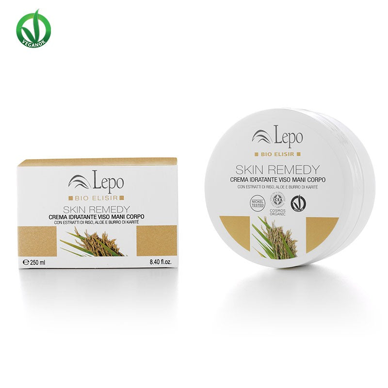 Crema  hidratanta pentru fata, maini si corp, cu extract de orez, aloe si unt de shea. BIO ELISIR. SKIN REMEDY