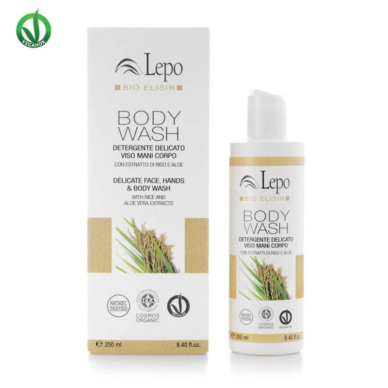 Gel BIO de curățare delicat față, mâini și corp cu orez și aloe — multifuncțional, 99.6% naturale, COSMOS Organic