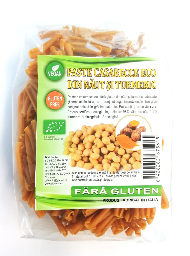 Paste casarecce BIO fara gluten cu naut si curcuma, 250g
