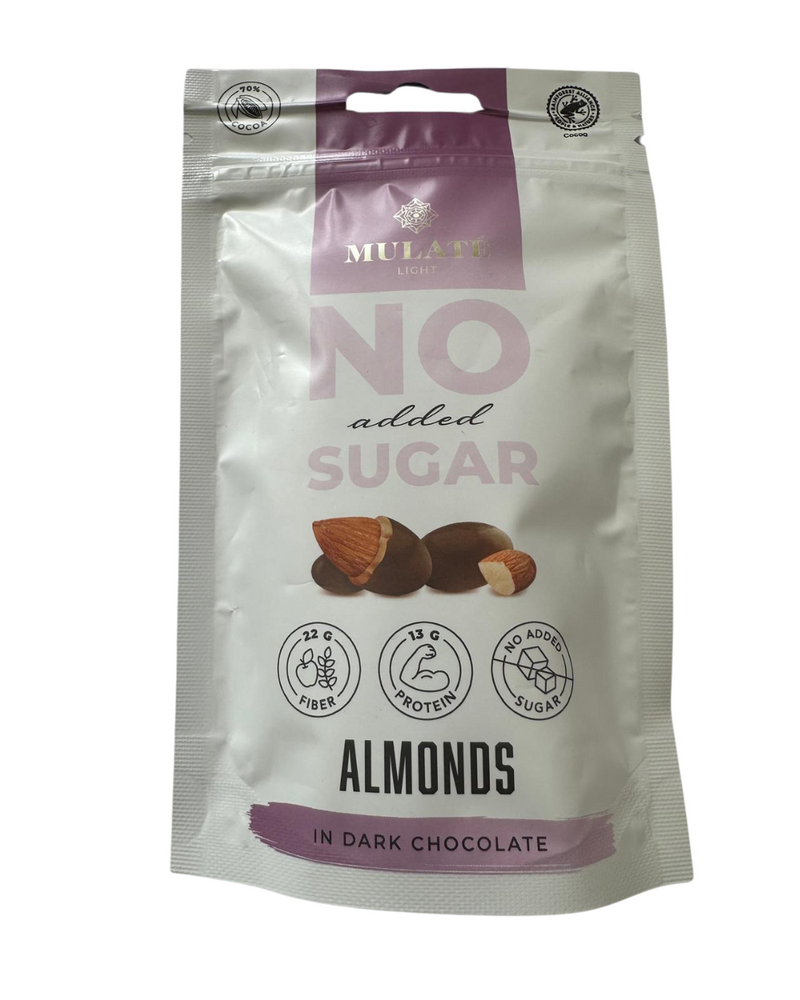 Mulate Migdale prajite in ciocolata neagra, fara zahar adaugat, cu indulcitor, 90 g