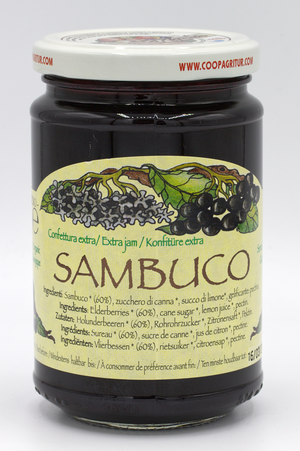 Gem artizanal din soc BIO 330g — Sambucus nigra, profil floral-dulceag, fără conservanți, Italia