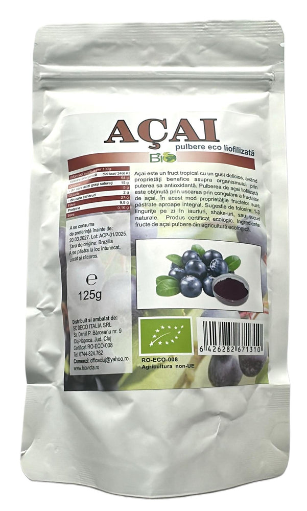 Acai pulbere (pudra) liofilizata, bio eco 125g