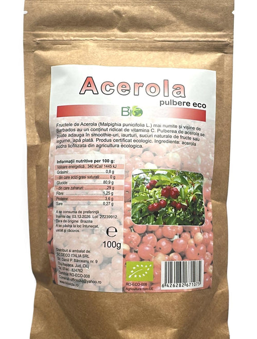 Acerola liofilizata pulbere (pudra) bio eco 100g