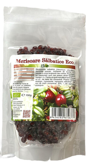 Merisoare salbatice indulcite cu suc de mere, BIO 150g