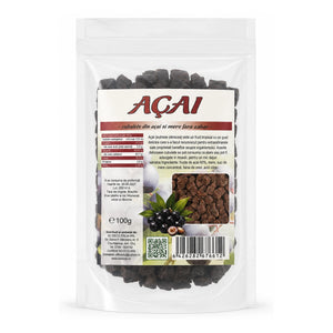 Acai cubulețe uscate cu mere, 100g, ambalaj față