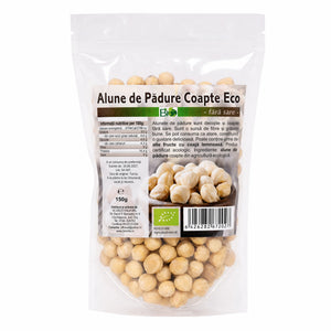 Alune de pădure decojite și coapte BIO 150g fără sare — ambalaj Biovicta