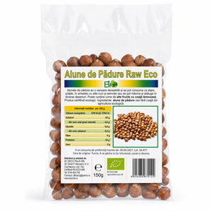 Alune de pădure crude RAW BIO 150g miez decojit — ambalaj Biovicta