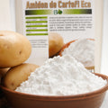Macro textură amidon de cartofi BIO pudră albă fină, îngroșător natural fără gluten