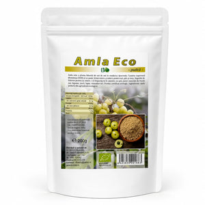 Amla pudră BIO, 200g — pungă cu eticheta completă, fructe de amla, Biovicta