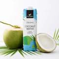 Apă de cocos eco naturală 1000ml — cutie de 1 litru și nucă de cocos proaspătă, prezentare lifestyle, Biovicta