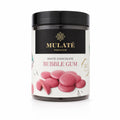 Bănuți ciocolată albă Mulate, aromă gumă de mestecat, 150g — borcan cu eticheta completă, ciocolată ecologică Mulate fără adaos de zahăr, Biovicta