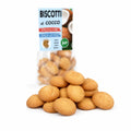 Biscuiți BIO cu nucă de cocos fără gluten și fără lactoză, biscotti al cocco italieni grămadă alături de pachet, Biovicta