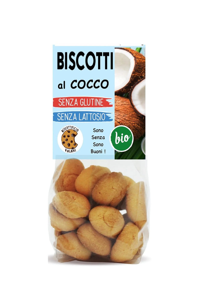 Biscuiți BIO cu nucă de cocos fără gluten și fără lactoză 90g, pachet italian biscotti al cocco, certificare ecologică, Biovicta