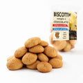 Biscuiți BIO cu vanilie și ciocolată fără gluten și fără lactoză, biscotti vaniglia e cioccolato italieni grămadă alături de pachet, Biovicta