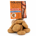 Biscuiți cu curmale, banane și stafide fără zahăr adăugat, fără gluten și fără lactoză, grămadă alături de pachet, Biovicta