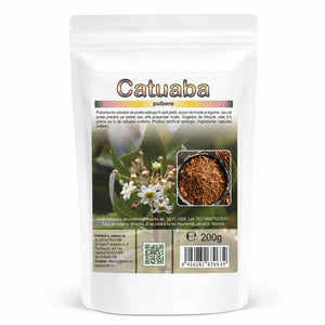 Catuaba pudră 200g Biovicta, plantă din Brazilia, eticheta cu informații nutriționale și ingrediente