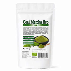 Ceai matcha BIO pulbere 100g Biovicta, eticheta cu certificare ecologică RO-ECO-008