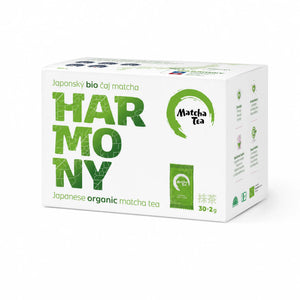 Ceai Matcha Harmony BIO solubil 30 plicuri x 2g, marca Matcha Tea, pulbere de matcha japonez organic, cutie front