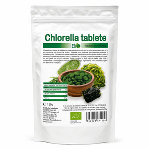 Chlorella tablete BIO 300x500mg 150g Biovicta, Chlorella vulgaris, eticheta cu certificare ecologică RO-ECO-008