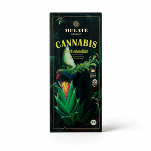 Ciocolată neagră BIO Mulate Cannabis, fără zahăr, 80g — cutie ciocolată Mulaté cu eticheta completă, seminte canepa, Biovicta