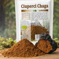 Pulbere de ciuperci Chaga cu corp fructifer întreg Inonotus obliquus, BIO 125g Biovicta