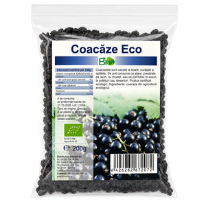 Coacăze deshidratate BIO 200g din agricultura ecologică, fără zahăr adăugat și fără sulfiți