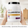 Borcanul de Colagen Hidrolizat VITARISE 900g ținut în mâini — aproximativ 90 de porții zilnice