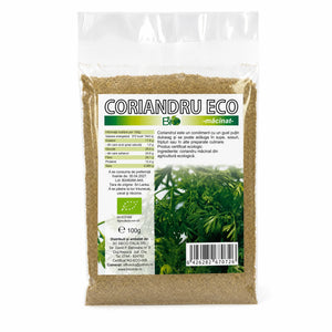 Coriandru măcinat BIO 100g Biovicta, eticheta cu certificare ecologică RO-ECO-008