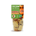 Crackers BIO din leguminoase cu dovleac, fără gluten — pungă cu eticheta completă, snack ecologic Italia, Biovicta