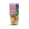 Crackers BIO din leguminoase cu lavandă, fără gluten — pungă cu eticheta completă, snack ecologic Italia, Biovicta