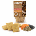 Crackers BIO din leguminoase cu linte, fără gluten — crackers și linte (roșie, verde, neagră), prezentare lifestyle, Biovicta