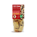 Crackers BIO din leguminoase cu quinoa tricoloră, fără gluten — pungă cu eticheta completă, snack ecologic Italia, Biovicta