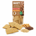 Crackers BIO de năut cu in și susan, fără gluten — crackers și ingrediente principale (năut, in, susan), prezentare lifestyle, Biovicta