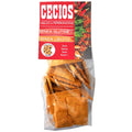 Crackers BIO de năut cu usturoi și chili, fără gluten — pungă cu eticheta completă, snack ecologic Italia, Biovicta