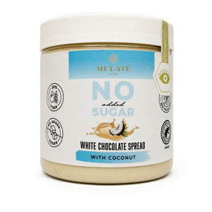 Cremă tartinabilă Mulate ciocolată albă cu cocos, fără zahăr 230g — borcan cu eticheta completă, cremă tartinabilă BIO Italia, Biovicta
