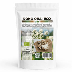 Dong quai pulbere BIO 200g Biovicta, Angelica sinensis, eticheta cu certificare ecologică RO-ECO-008