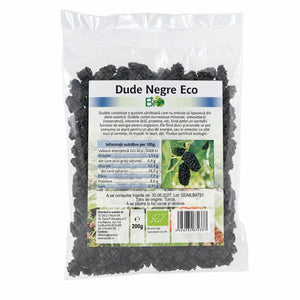 Dude negre uscate deshidratate BIO 200g, pachet sigilat, certificare ecologică RO-ECO-008, Biovicta