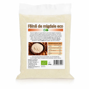 Făină de migdale BIO 200g, pachet sigilat, certificare ecologică RO-ECO-008, fără gluten, Biovicta