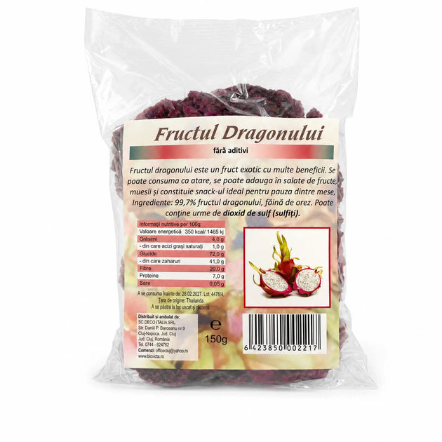 Fructul dragonului uscat 150g, fără zahăr adăugat | Biovicta | Produse Bio