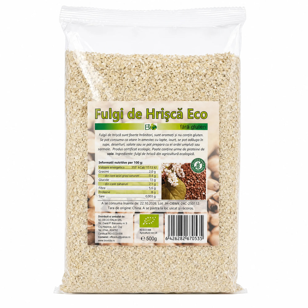 Fulgi de hrisca FARA GLUTEN BIO 500g, pachet, Biovicta