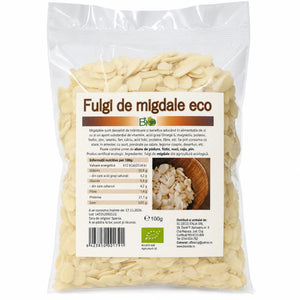 Fulgi de migdale BIO 100g, pachet sigilat, certificare ecologică RO-ECO-008, Biovicta