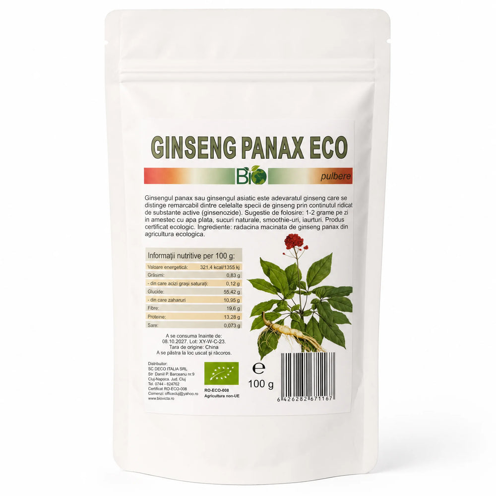 Ginseng panax pulbere BIO 100g, pachet, Biovicta