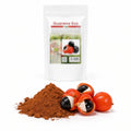 Guarana pulbere BIO, 200g — produs și sursa naturală (fructe de guarana), prezentare lifestyle, Biovicta