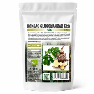 Konjac Glucomannan pulbere BIO 200g, pachet, Biovicta