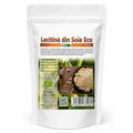 Lecitină de soia pulbere BIO, 200g — pungă cu eticheta completă, boabe de soia, Biovicta